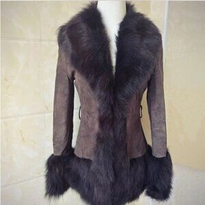 *sold* Suede and Fur Trim Coat